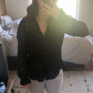 Paige Checkered Velvet Button Down